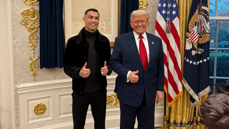 Cristiano Ronaldo y Donald Trump tuvieron un momento ameno en la Casa Blanca.