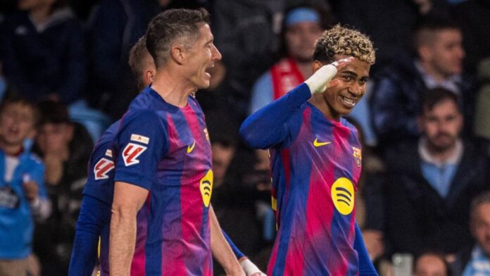 Robert Lewandowski y Lamine Yamal fueron los anotadores del Barcelona contra el Celta de Vigo.