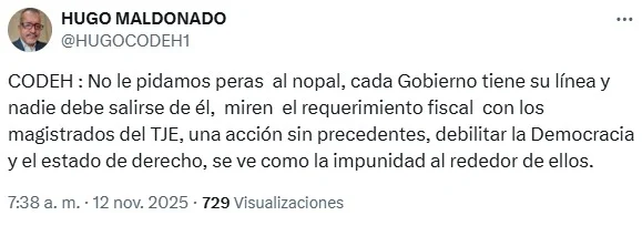 CODEH tilda de "acción sin precedentes" requerimiento a magistrados del TJE
