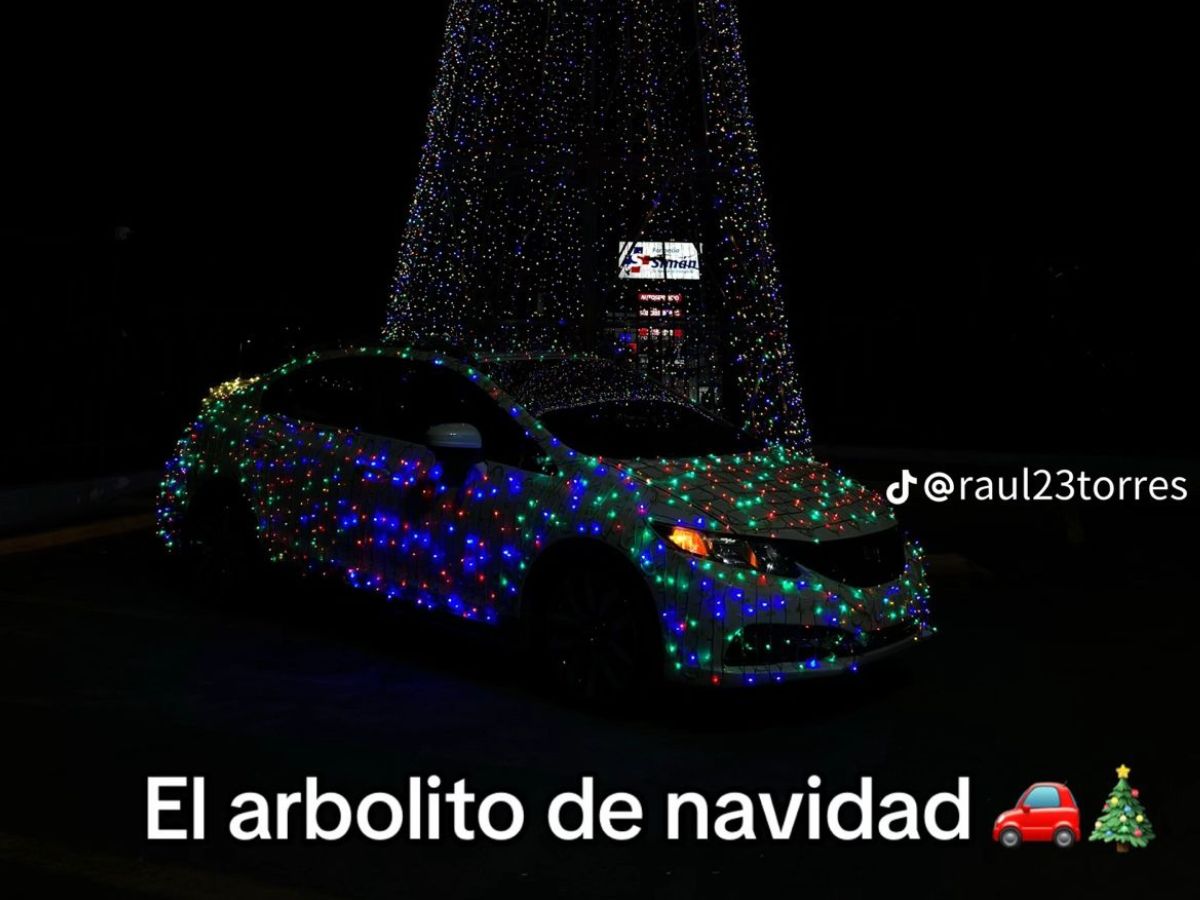 “¿Tú lo harías?” Hondureño llena su carro de luces navideñas y causa asombro