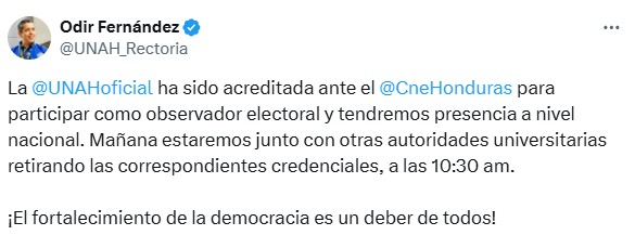 UNAH obtiene acreditación para ejercer observación electoral a nivel nacional