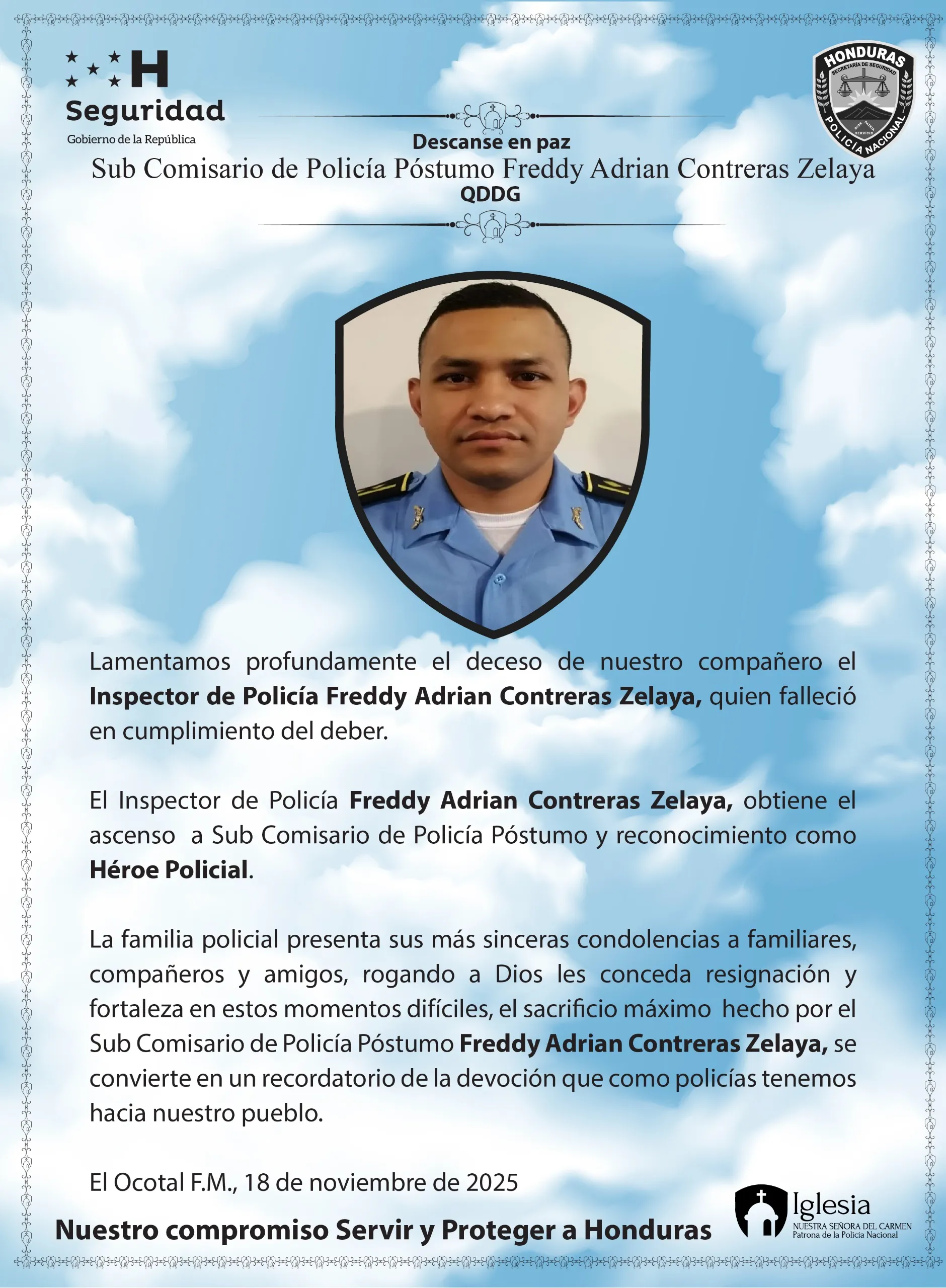 Policía muerto Juticalpa