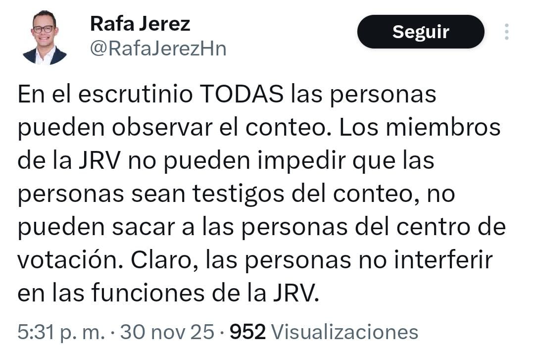 "Todas las personas pueden observar el conteo", afirma analista