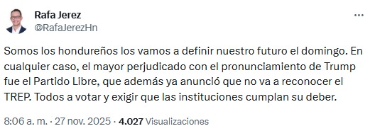 Analista: los hondureños definirán su futuro tras pronunciamiento de Trump