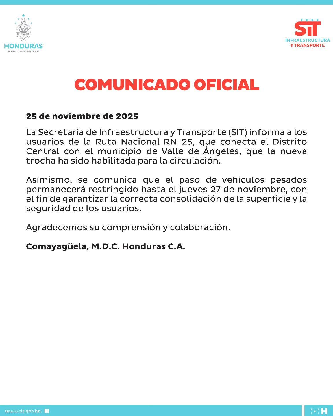 Habilitan nueva trocha entre Tegucigalpa y Valle de Ángeles