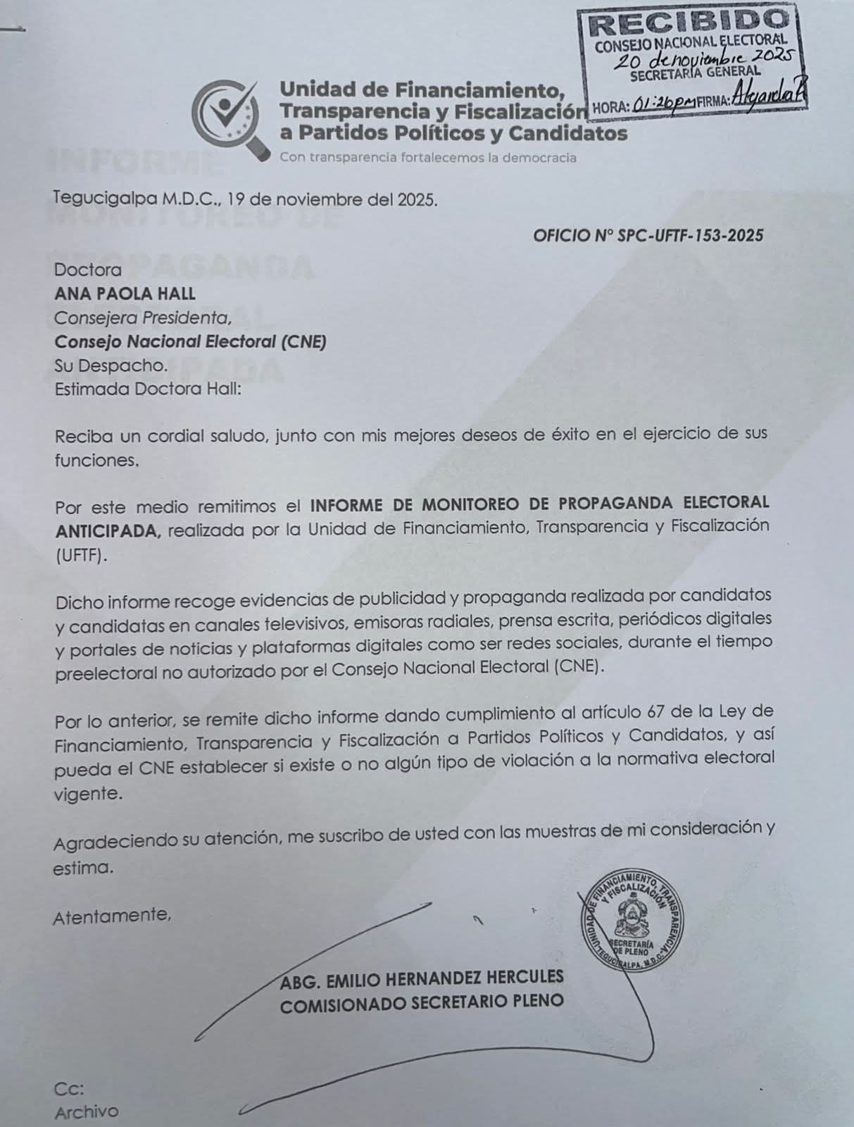 UFTF revela informe que expone propaganda electoral anticipada de candidatos