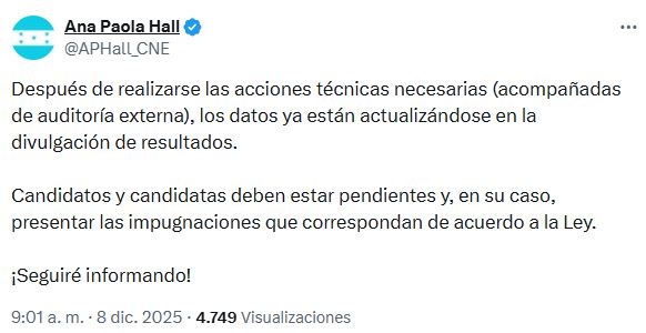 Reanudan transmisión de resultados tras nueva falla