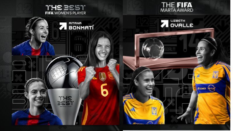 La española, Aitana Bonmatí, y la mexicana, Lizbeth Ovalle, recibieron su respectivo premio The Best.