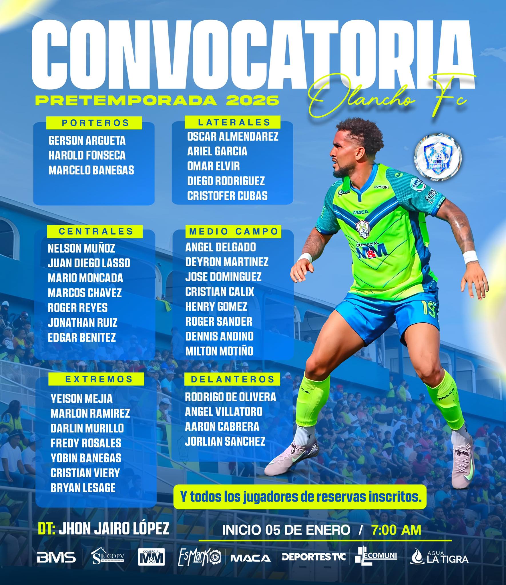 Estos son los convocados por Jhon Jairo López para el inicio de la pretemporada.