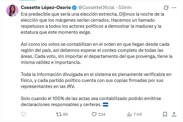 Cossette López en X