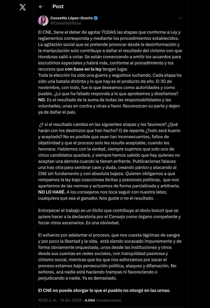 Cossette López en X