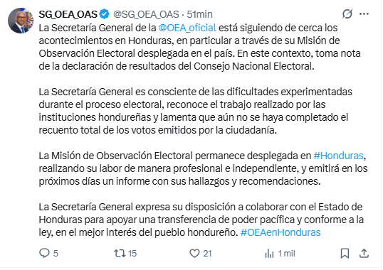 Escrito de la OEA EN X