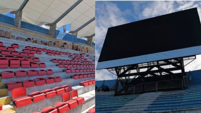 El estadio Nacional fue víctima de los malos hondureños, quienes dañaron la fibra óptica de la Pantalla Gigante LED.
