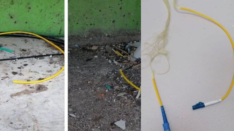 Así quedaron los cables de la fibra óptica de la Pantalla Gigante LED del estadio Nacional "Chelato Uclés".