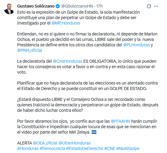 Gustavo Solórzano en X