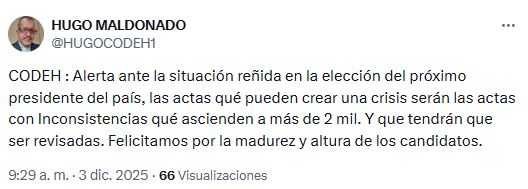 CODEH advierte: las actas con inconsistencias podrían detonar una crisis