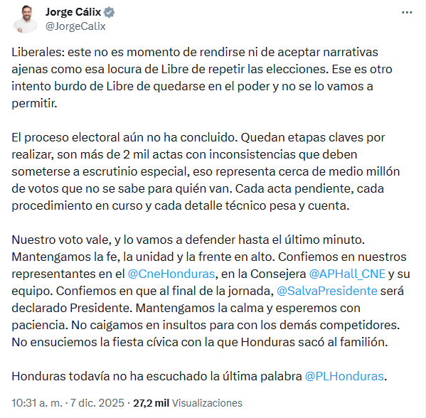 Jorge Cálix Elecciones