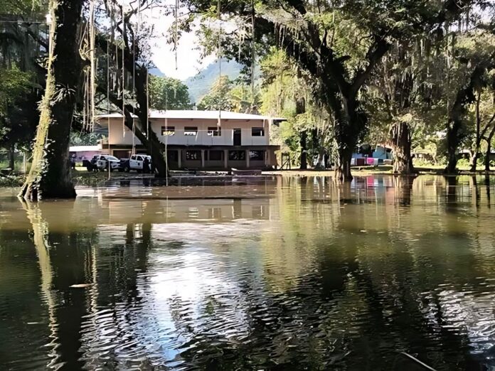 Viviendas inundadas por crecida del Lago de Yojoa