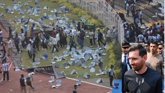 La presencia de Lionel Messi en la India ha provocado caos en el estadio de la ciudad de Calcuta.