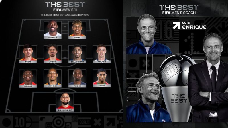 El 11 ideal de la temporada 2025 y Luis Enrique, premiado con el The Best, como el Mejor Entrenador.