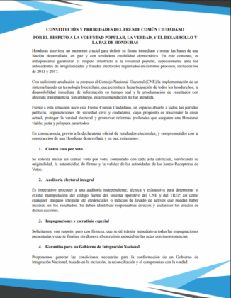 Comunicado del Frente Común.