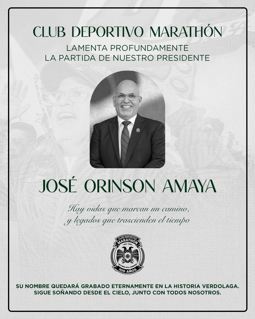 El Marathón lamenta el fallecimiento de su presidente, Orinson Amaya.