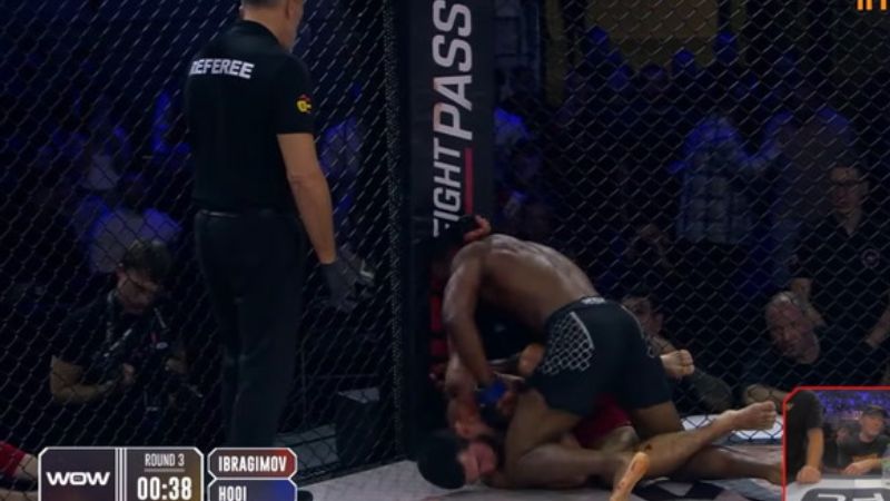 Momento de la pelea entre el danguestani, Umakhan Ibragimov y el neerlandés, Brian Hooi.