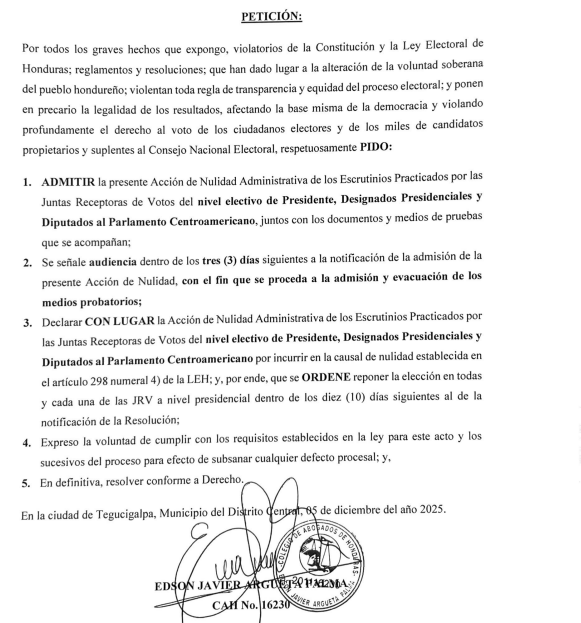 Peticiones del Partido Libre