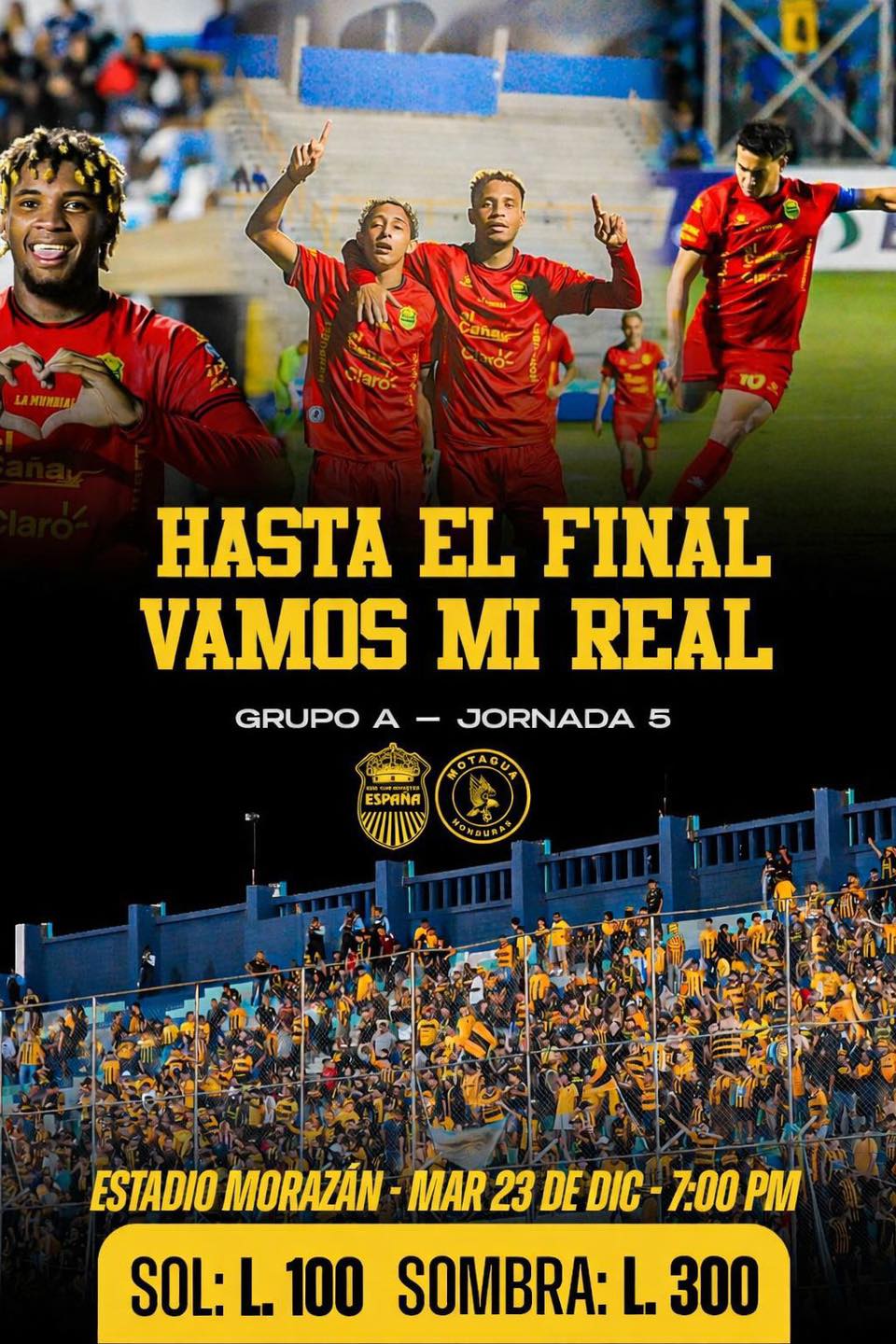 Estos son los precios de entrada del partido entre Real España y Motagua.