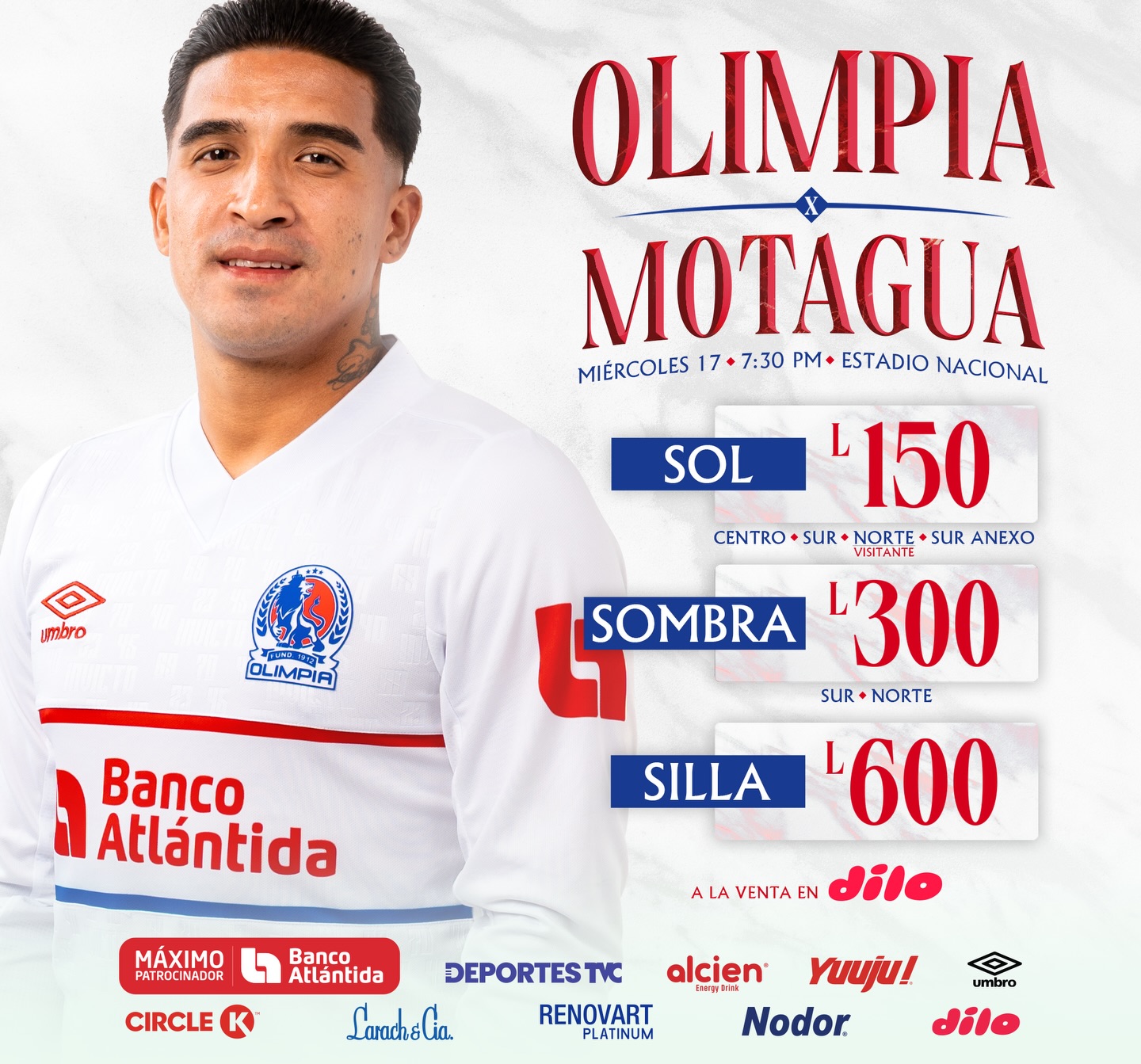 Estos son los precios para el partido del miércoles entre Olimpia y Motagua, el próximo miércoles en el estadio Nacional "Chelato Uclés".