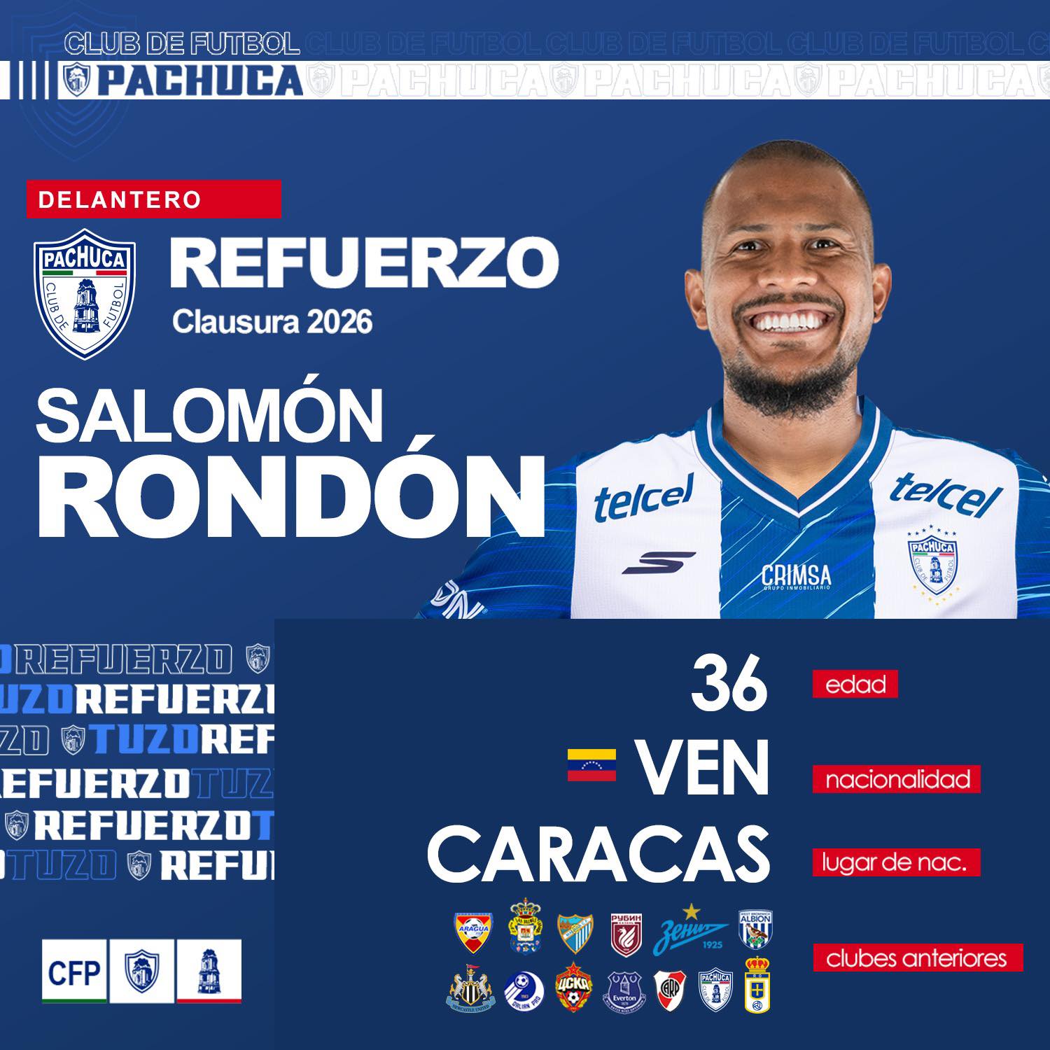Así recibe el Pachuca al "Rey" Salomón Rondón, quien regresa para liderarlos en la Liga MX.