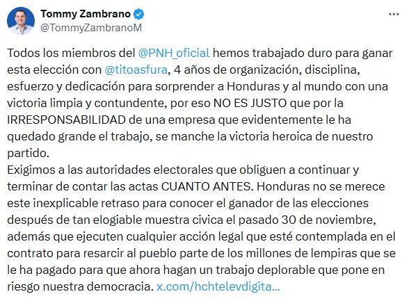 Zambrano exige acelerar el conteo de actas tras fallas en el sistema de transmisión
