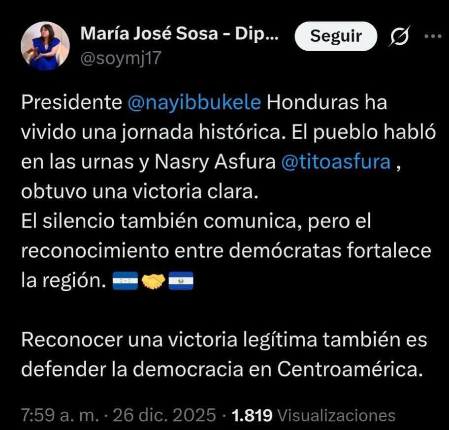 X de la nueva congresista.