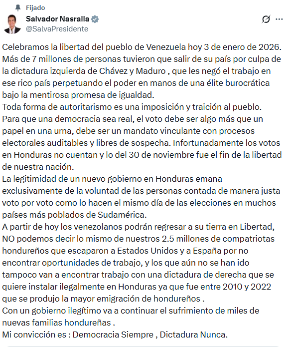 Salvador Nasralla en X